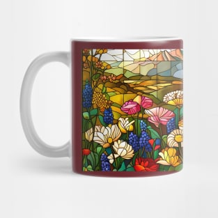 Stained Glass Colorful Mountain Meadow Mug